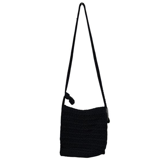 The Sak Handbags - The Sak Crocheted Mini Bag Crossbody Shoulder Purse Bag Black Travel Small Boho